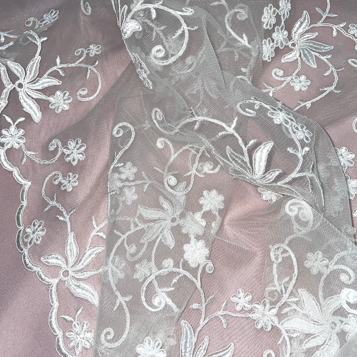 Embroidered Corded Bridal Lace Mesh