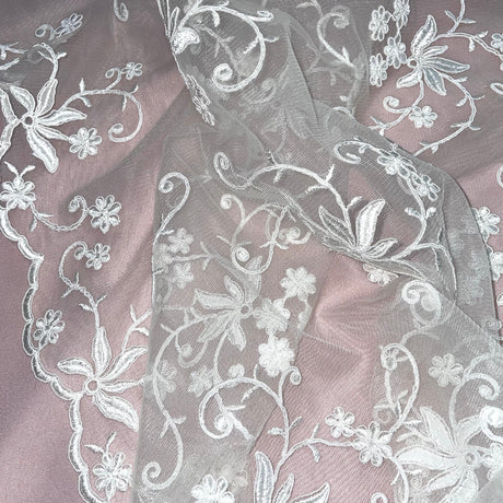 Embroidered Corded Bridal Lace Mesh