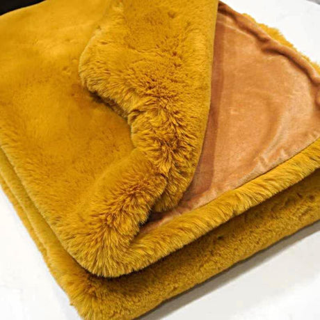 Soft Cozy Faux Fur Blanket - Honey Gold Faux Fur Fabric, 50" X 60" (1 Piece)