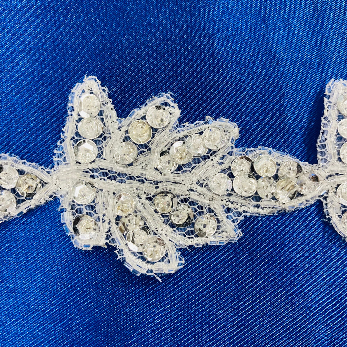 Beaded Lace Trimming Silver Metallic