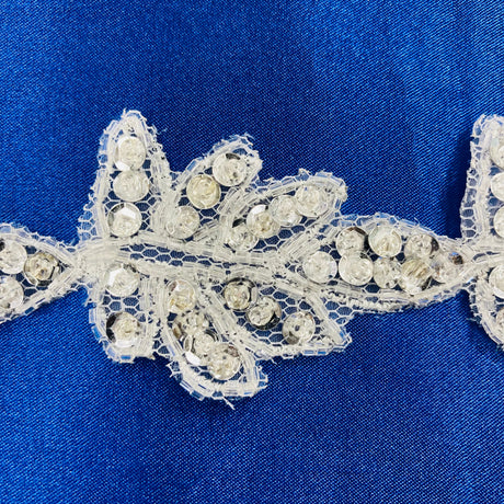 Beaded Lace Trimming Silver Metallic