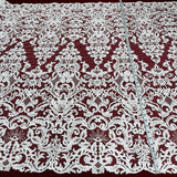 1 Yard Corded Bridal Lace Fabric, Embroidered 100% Polyester Net Mesh for Wedding Dresses