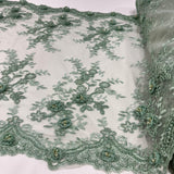 Beaded 3D Floral Lace Trimming 21" Wide