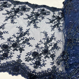 Beaded 3D Floral Lace Trimming 21" Wide