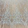 1 Yard Ivory Beaded Lace Fabric Embroidered on 100 Percent Polyester Net Mesh 52 Inch Width