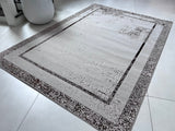 Maximus 245 Polypropylene Polyester Fabric - Silver With Gold Border Design, Color-Changing Flat Weave, 60% Polypropylene 40% Polyester, Power Loom, Made In Turkey (10' X 13')
