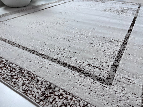 Maximus 245 Polypropylene Polyester Fabric - Silver With Gold Border Design, Color-Changing Flat Weave, 60% Polypropylene 40% Polyester, Power Loom, Made In Turkey (10' X 13')