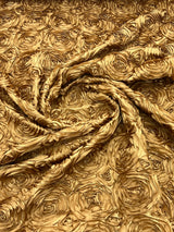 Rosette 3D Satin Polyester Fabric - 3D Rosette Design, 54" Width (1 Yard)