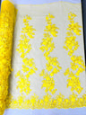 Scarlet 3D Floral Design Lace Fabric - Embroidered Beaded Mesh Lace, Double Scallop, 54" Width (1 Yard)