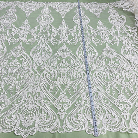 1 Yard Corded Bridal Lace Fabric Embroidered on 100% Polyester Net Mesh – Lace USA1 Yard