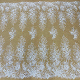 Beaded Lace Fabric on Polyester Net Mesh