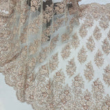1 Yard Beaded Lace Fabric Embroidered 100 Percent Polyester Net Mesh 50 inch Width