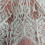 Beaded Corded Bridal Lace Fabric