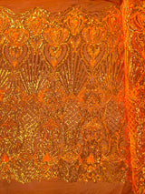 Sea Shell Sequin Damask Polyester Fabric - Iridescent Sequin Damask, 54" Width (1 Yard)