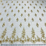 1 Yard Beaded and Corded Bridal Lace Fabric for Elegant Wedding Dresses White