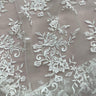 1 Yard Premium Corded Embroidered Bridal Lace Fabric for Elegant Dresses White