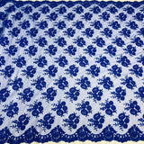 1 Yard Corded Bridal Lace Fabric Embroidered on 100% Polyester Net Mesh – 50"