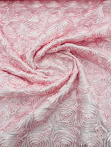 Rosette 3D Satin Polyester Fabric - 3D Rosette Design, 54" Width (1 Yard)