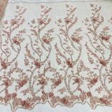 1 Yard Exquisite Beaded 3D Floral Lace Fabric Embroidered on Polyester Net Mesh