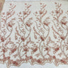 1 Yard Exquisite Beaded 3D Floral Lace Fabric Embroidered on Polyester Net Mesh