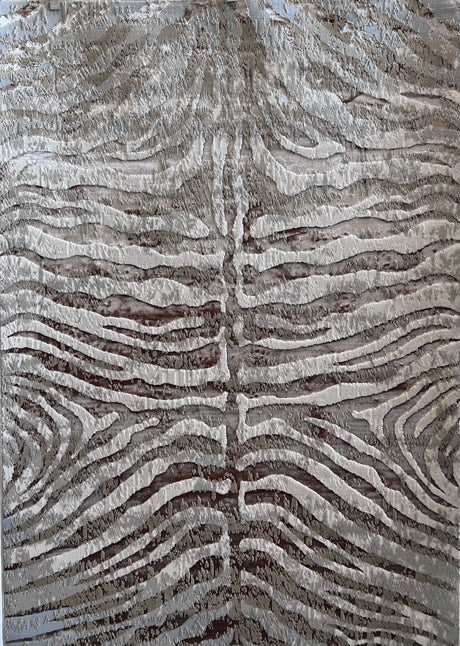 Maximus 187 Polyester Viscose Blend Fabric - Safari Zebra Animal Print, Color-Changing Flat Weave, 7'6" X 10'3" (1 Rug)