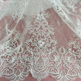 Beaded Corded Bridal Lace Fabric 56" Wide
