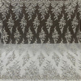 Beaded Sequined Lace Fabric 100% Polyester Net Mesh 52"