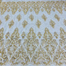 Beaded Sequined Lace Fabric Ivory