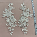 Beaded Corded Floral Lace Applique
