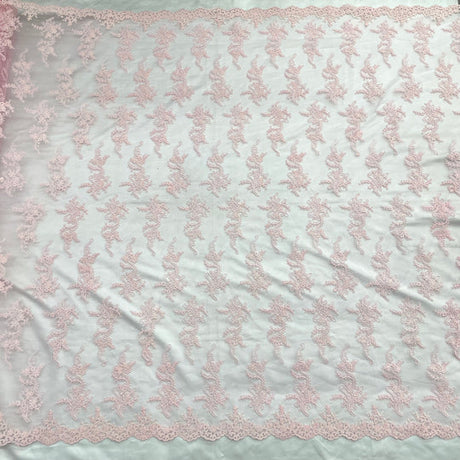 1 Yard Corded Bridal Lace Fabric Embroidered 100 Percent Polyester Net Mesh 54 inch Width