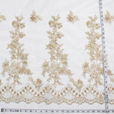 1 Yard Opulent Beaded and Corded Bridal Lace Fabric Embroidered on Polyester Net Mesh
