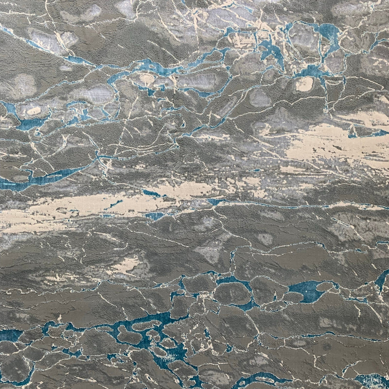 Silver Shimmery Changing Gray Blue Polyester Viscose Blend Area Rug Fabric - Color Changing, Flat Weave, 5' 3" X 7' 5" (1 Rug)