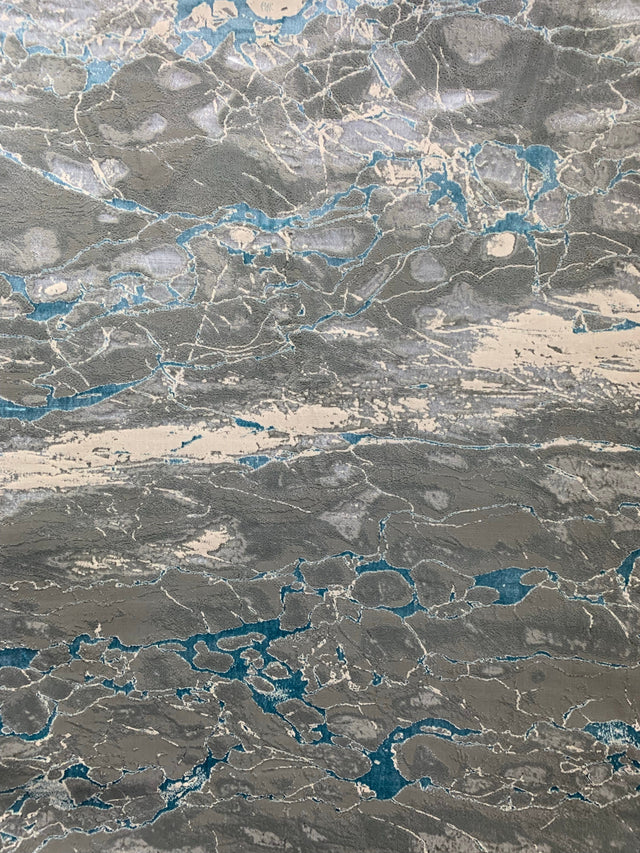 Silver Shimmery Changing Gray Blue Polyester Viscose Blend Area Rug Fabric - Color Changing, Flat Weave, 5' 3" X 7' 5" (1 Rug)