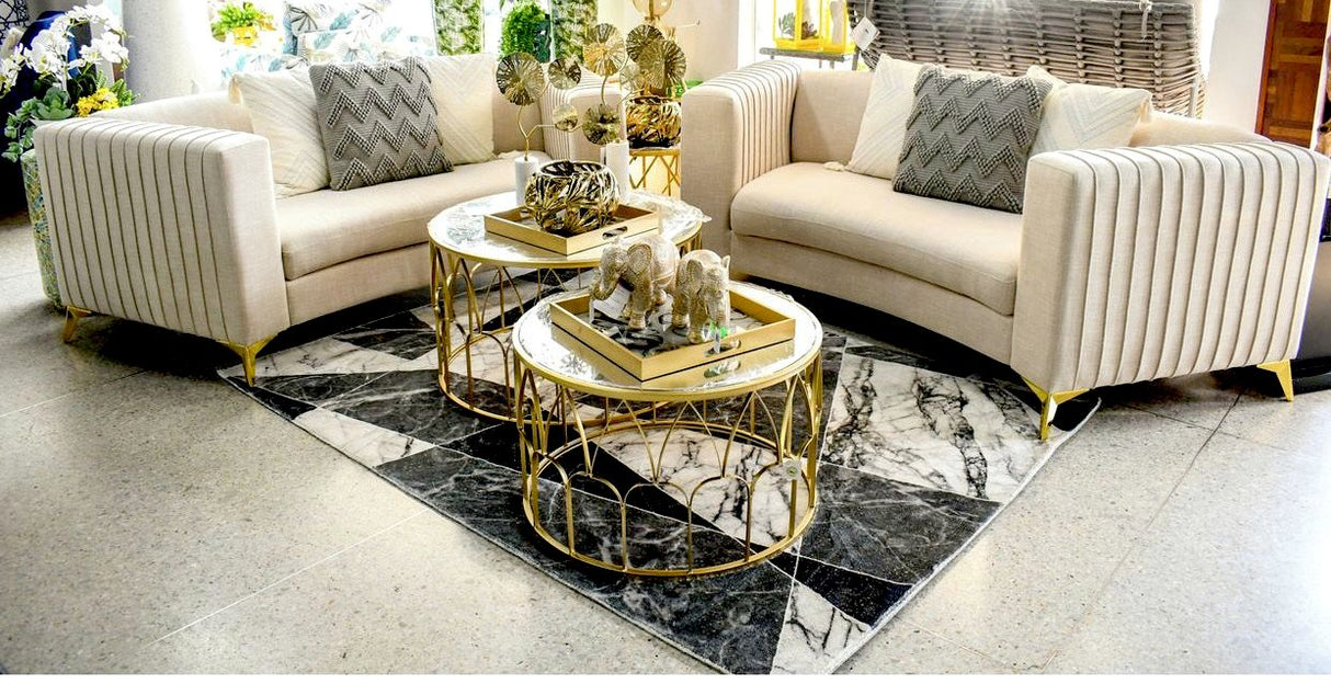 Makymo Polyester Faux Fur Rug - Black Gray And White Lattice Design, Soft Plush, 7'6" X 10'3" (1 Piece)