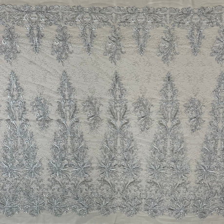 Beaded Lace Fabric Embroidered on Polyester Net Mesh