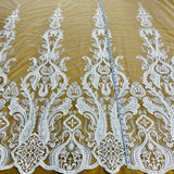 Beaded Lace Fabric on Polyester Net Mesh