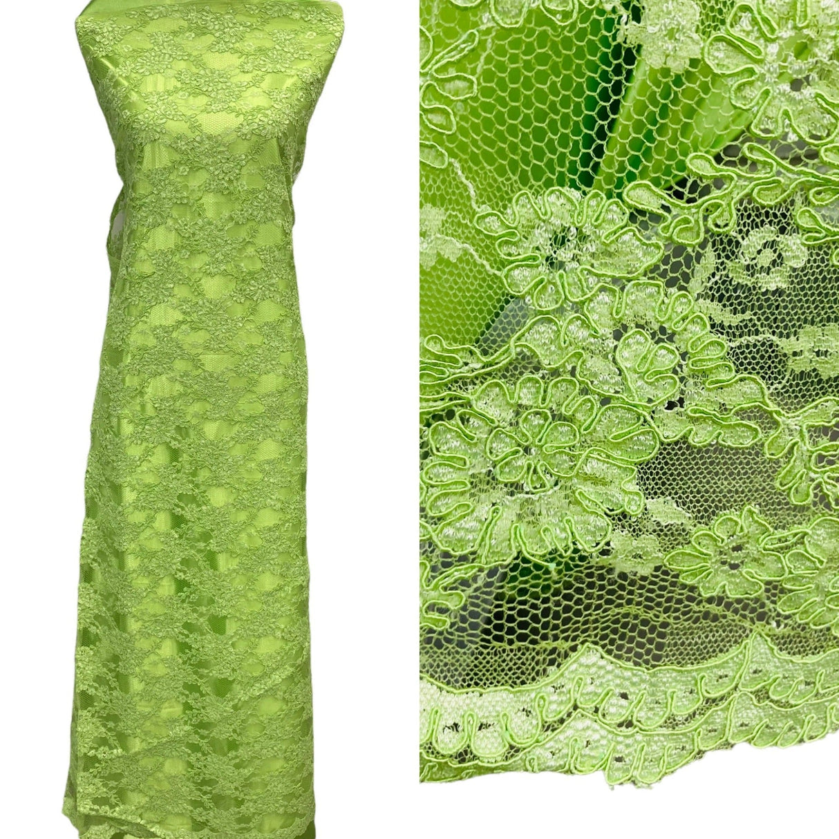 Corded Bridal Lace Fabric 54" Floral Embroidered Net Mesh