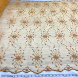 Beaded Lace Fabric on Polyester Net Mesh
