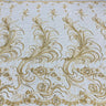 1 Yard Beaded Corded Bridal Lace Fabric Embroidered 100 Percent Polyester Net Mesh 52 inch Width