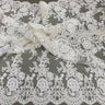1 Yard Ivory Beaded and Corded Bridal Lace Fabric Embroidered on Polyester Net Mesh 48 Inch Width