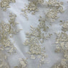 1 Yard Corded Bridal Lace Fabric Embroidered on 100% Polyester Net Mesh Gold 53" Wide