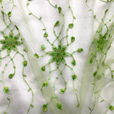 Beaded Lace Fabric on Polyester Net Mesh