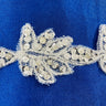 Beaded Lace Trimming Embroidered On 100% Polyester Net Mesh Fabric - Silver Metallic, 1.5" Width (1 Yard)