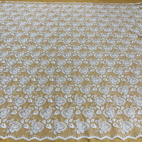 Beaded Corded Bridal Lace Fabric 51" Wide