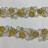 Beaded Corded Lace Trim on Polyester Organza