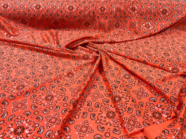 Bandanna Print Nylon Spandex Fabric - Bandanna Print, 58" Width (1 Yard)