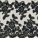 Beaded Corded Bridal Lace Fabric - Embroidered 100 Percent Polyester Net Mesh, 50" Wide (1 Yard)
