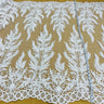 1 Yard Beaded Corded Bridal Lace Fabric Embroidered on Polyester Net Mesh Width 51 Inches