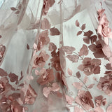 1 Yard - 3D Floral Lace Fabric Embroidered on 100% Polyester Soft Tulle Net Mesh