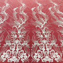 Beaded Lace Fabric on Polyester Net Mesh